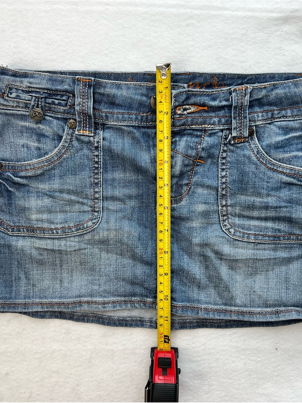 Papaya Y2K Denim Mini Skirt Light Wash Blue 5 Pocket Size S - Picture 6 of 7